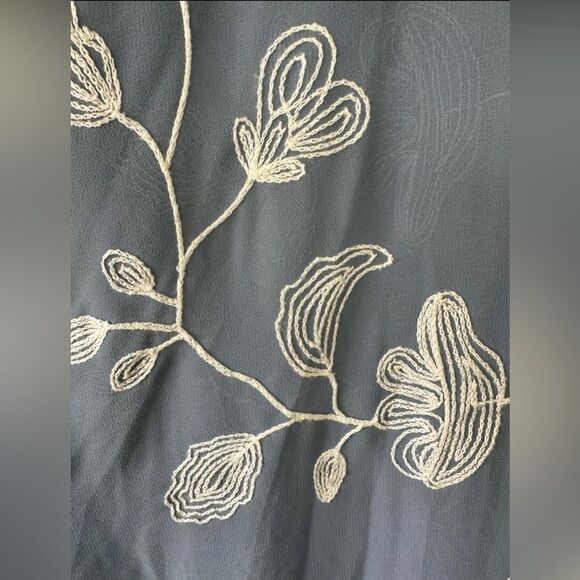 Fame Blue Sheer Boho Embroidered Floral Open Kimono Cardigan Cover Up One Size - Picture 7 of 8